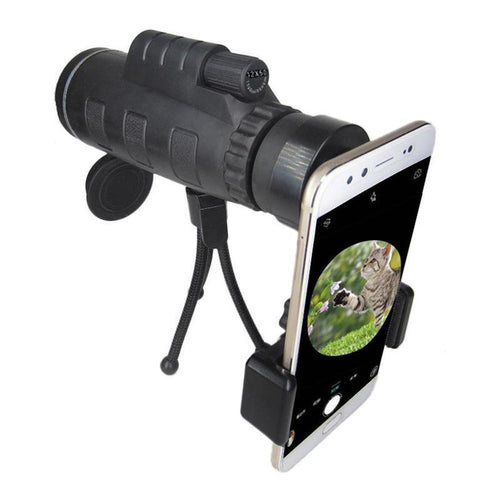 Télescope Monoculaire de Puissance Elevée 12X50 avec Adaptateur Smartphone et Trépied, Etanche et Anti-buée