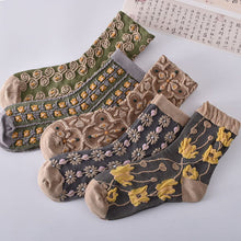 Charger l&#39;image dans la galerie, Chaussettes en coton à fleurs pour femmes (10 paires)
