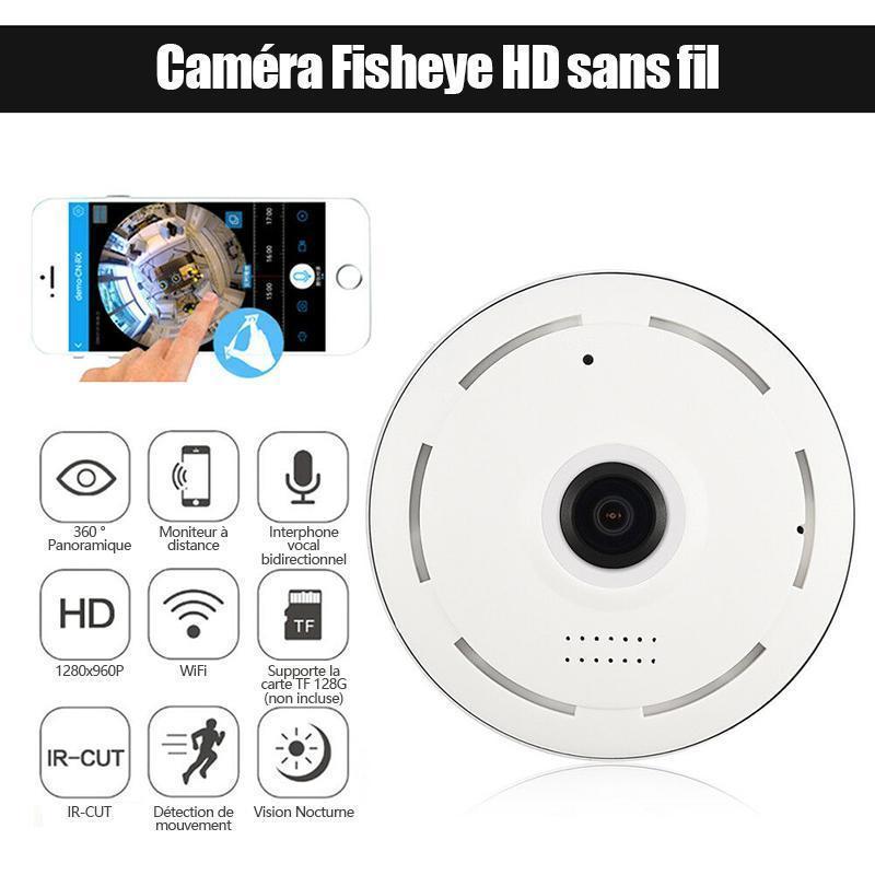 Caméra sans Fil Fisheye HD 360° Grand Angle Panoramique