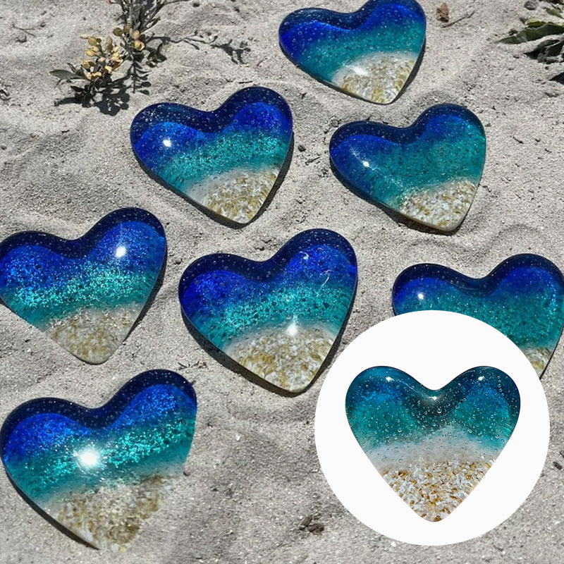 Coeur de poche de plage en verre